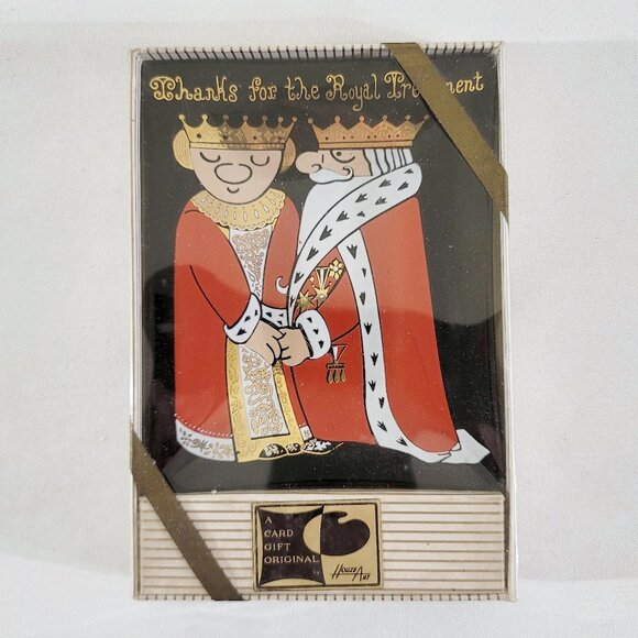 Vintage NOS Glass Trinket Tray "Thanks for the Royal Treatment" - Houze Art - Picture 1 of 3